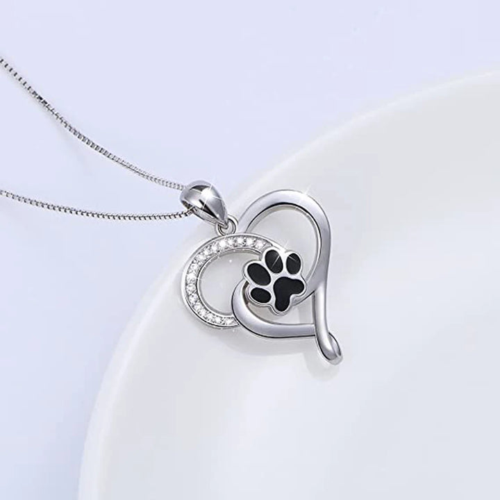 Dog Footprints Heart Necklace - GlimmaStyle