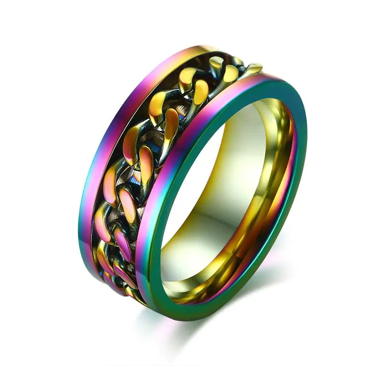 Multicolored Stainless Steel Spinner Ring - GlimmaStyle