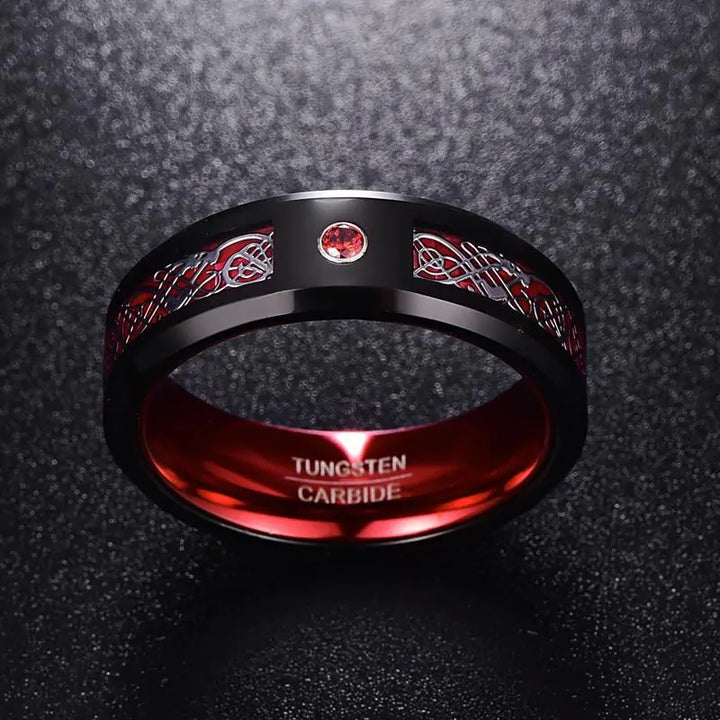 Dragon Stone Inlay Tungsten Ring - GlimmaStyle