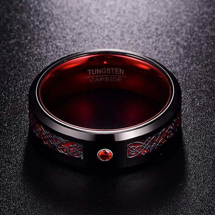 Dragon Stone Inlay Tungsten Ring - GlimmaStyle