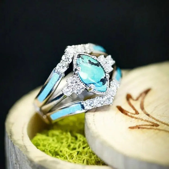 Achieving Dreams Turquoise 3-Piece Ring Set - GlimmaStyle