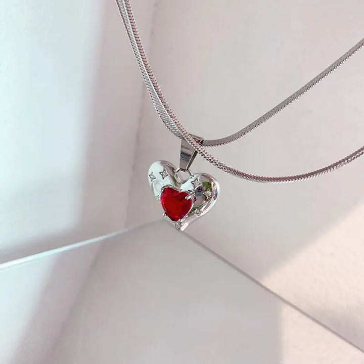 Big Heart Double Layer Chain Necklace - GlimmaStyle