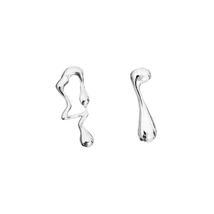 Asymmetrical Liquid Metal Drop Earrings - GlimmaStyle