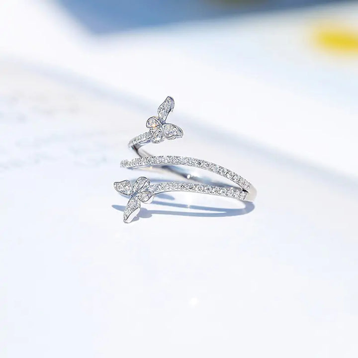 Silver Double Butterfly Rings - GlimmaStyle