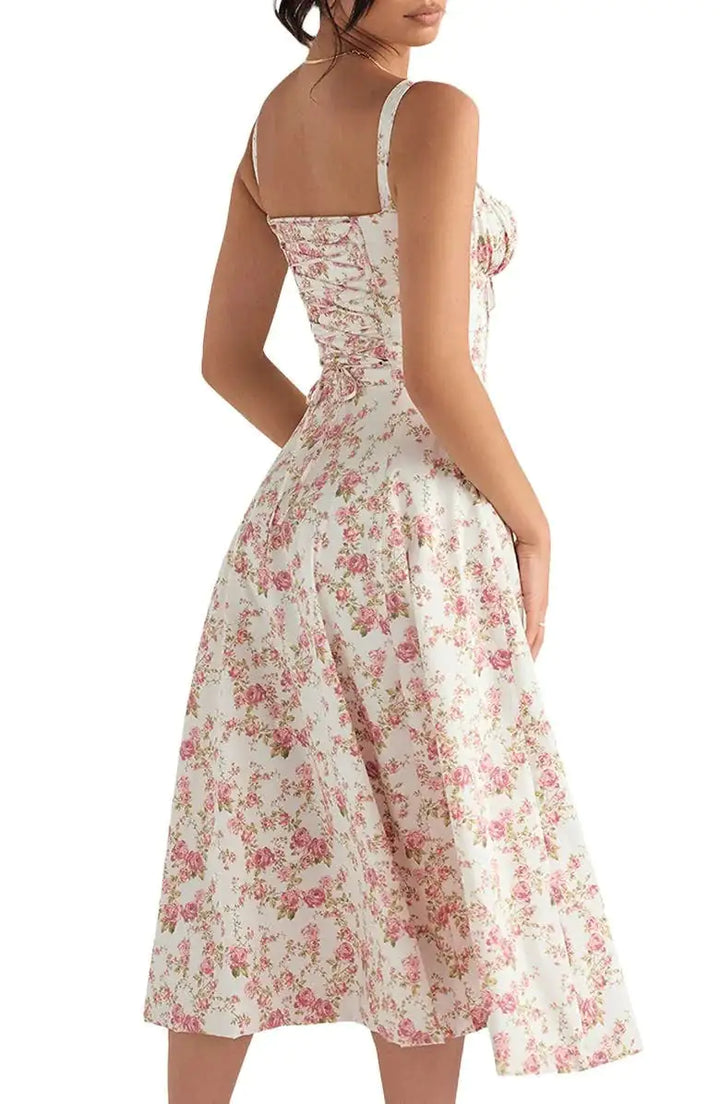 Floral Midriff Waist Shaper Dress - GlimmaStyle