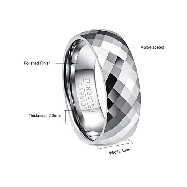 Faceted Silver Tungsten Ring - GlimmaStyle