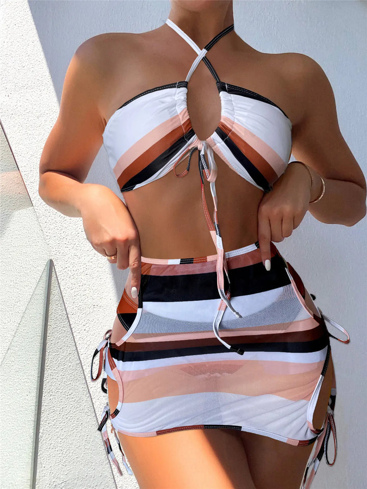 Striped String Swimsuit - GlimmaStyle