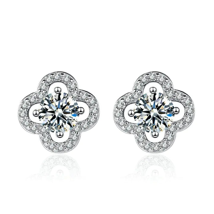 Four Leaf Clover Moissanite Stud Earrings - GlimmaStyle