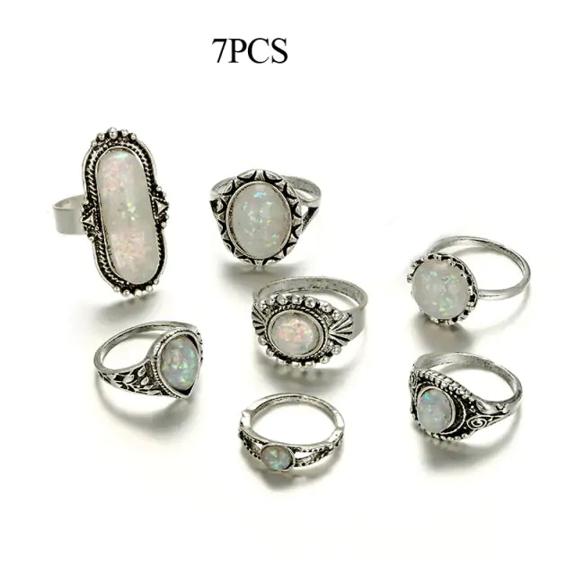 Antique Silver Color Rings Sets - GlimmaStyle