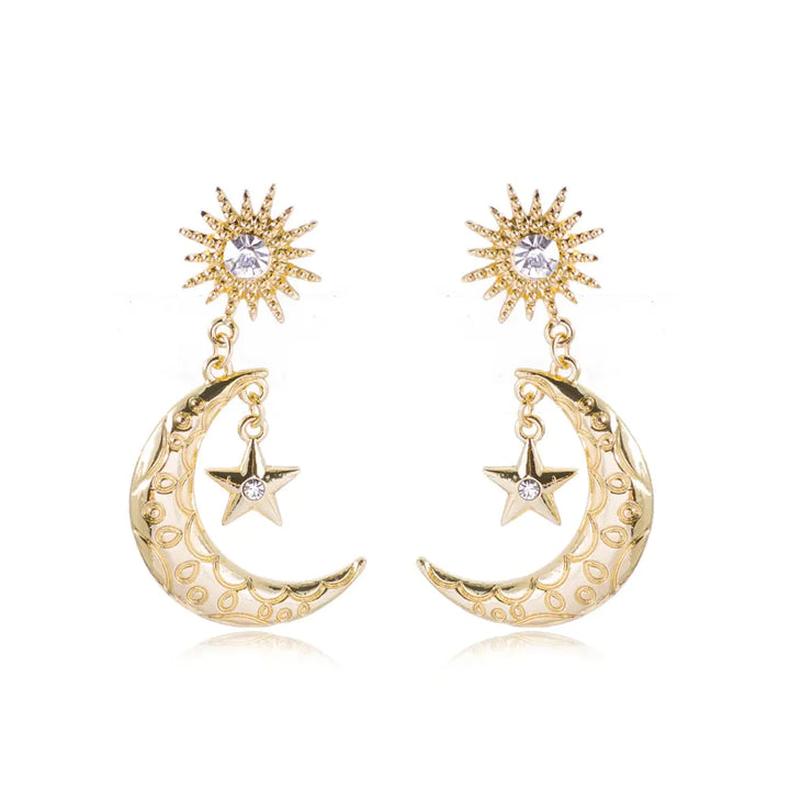 Star and Moon Drop Earrings - GlimmaStyle