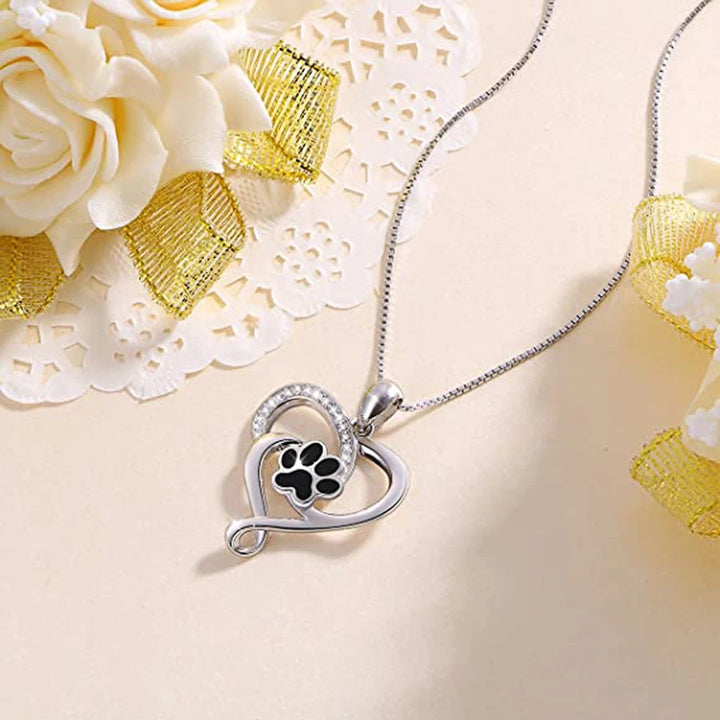 Dog Footprints Heart Necklace - GlimmaStyle