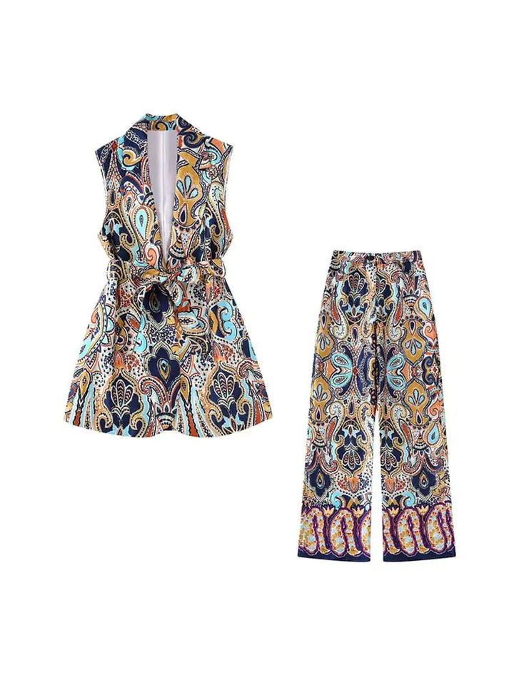 Printed Waistcoat and Pants - GlimmaStyle