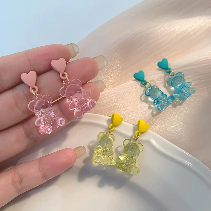 Cute Acrylic Gummy Bear Dangle Earrings - GlimmaStyle