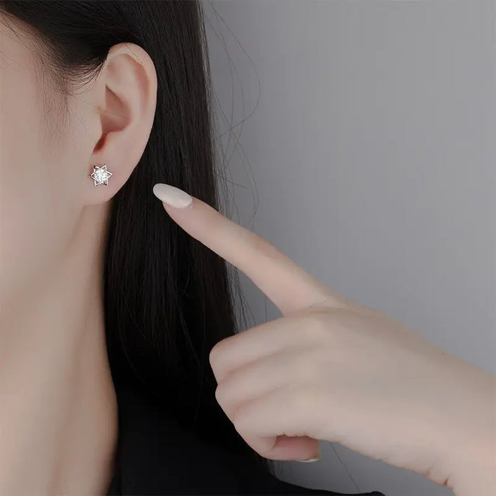 Shinny Hexagram Moissanite Stud Earrings - GlimmaStyle