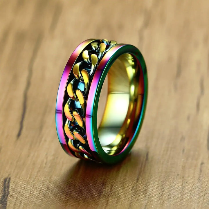 Multicolored Stainless Steel Spinner Ring - GlimmaStyle