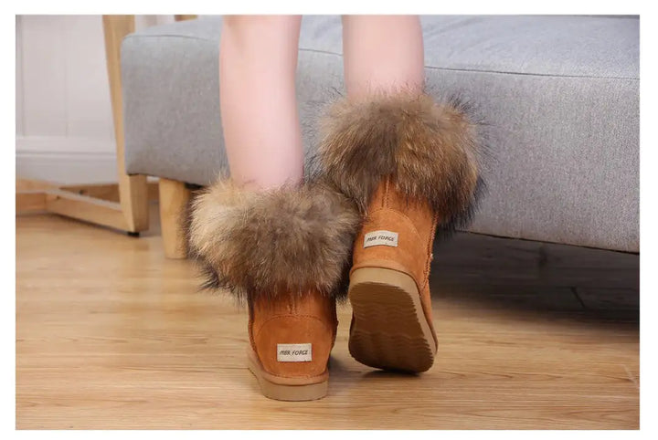 Women's Fox Fur Snow Boots - GlimmaStyle