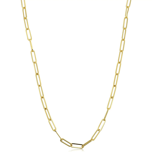 Italian Sterling Silver 18K Gold Plated Choice of Length Paper Clip Necklace - GlimmaStyle