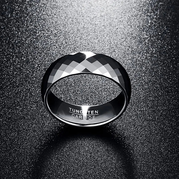 Faceted Silver Tungsten Ring - GlimmaStyle