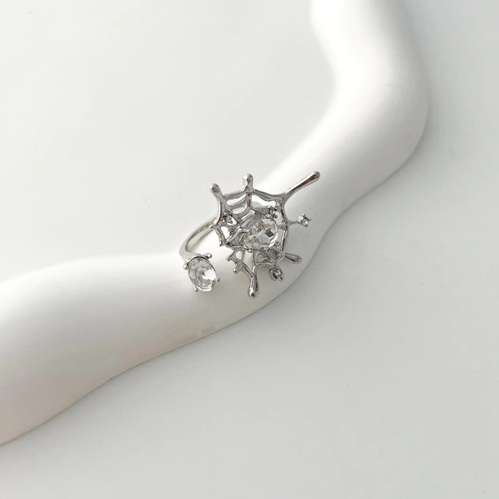 Spider Web Silver Color Ring - GlimmaStyle