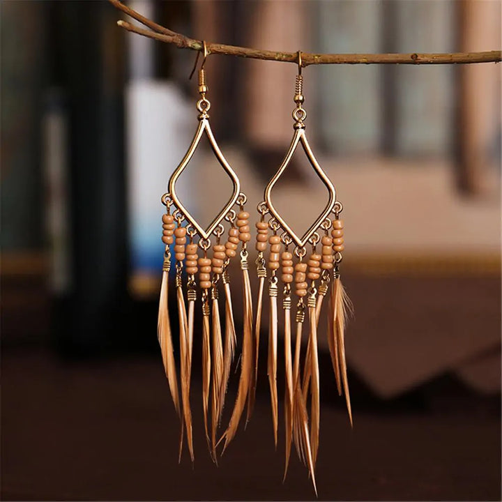 Tassels Feather Earrings - GlimmaStyle