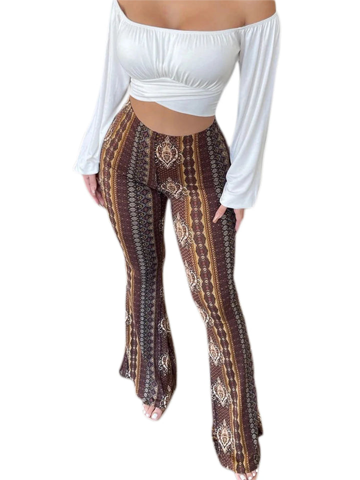 Women's  Flare Ethnic Print Pants - GlimmaStyle