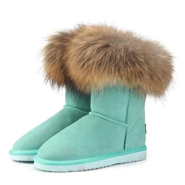 Women's Fox Fur Snow Boots - GlimmaStyle