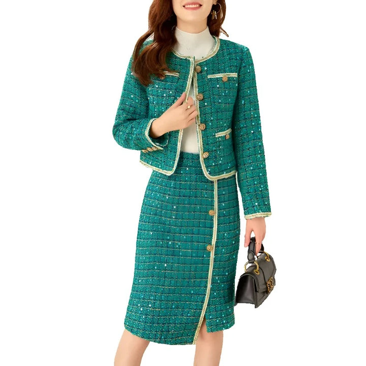 Runway Winter Tweed Dress Set - GlimmaStyle