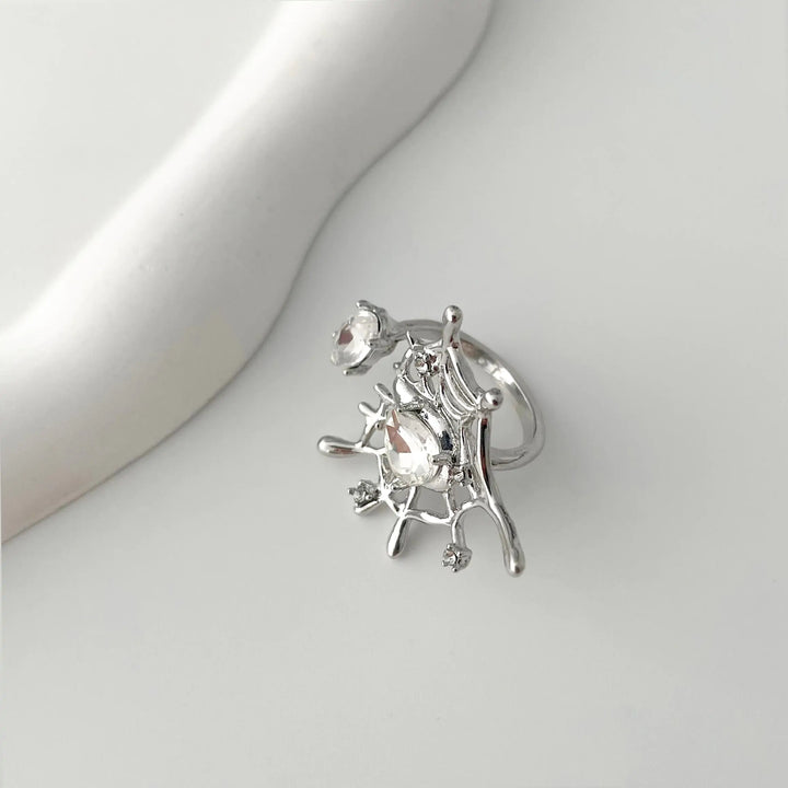 Spider Web Silver Color Ring - GlimmaStyle