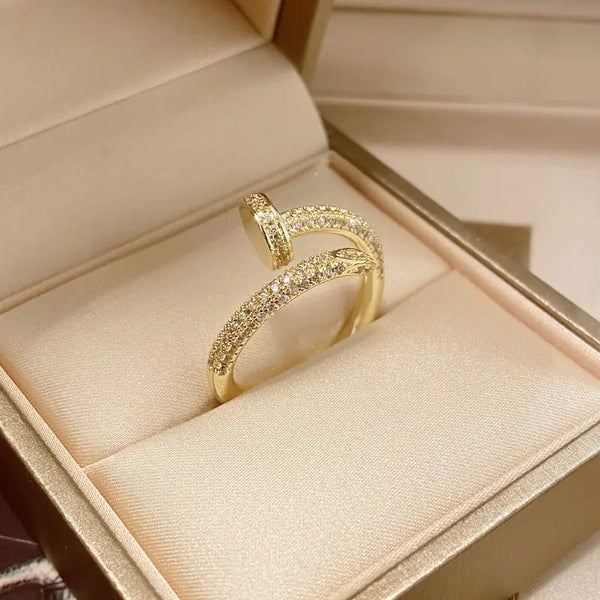 Classic Korean Style Copper Zircon Ring - GlimmaStyle
