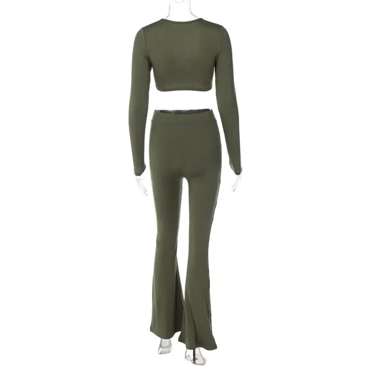 Ribbed Flare Pants Set - GlimmaStyle