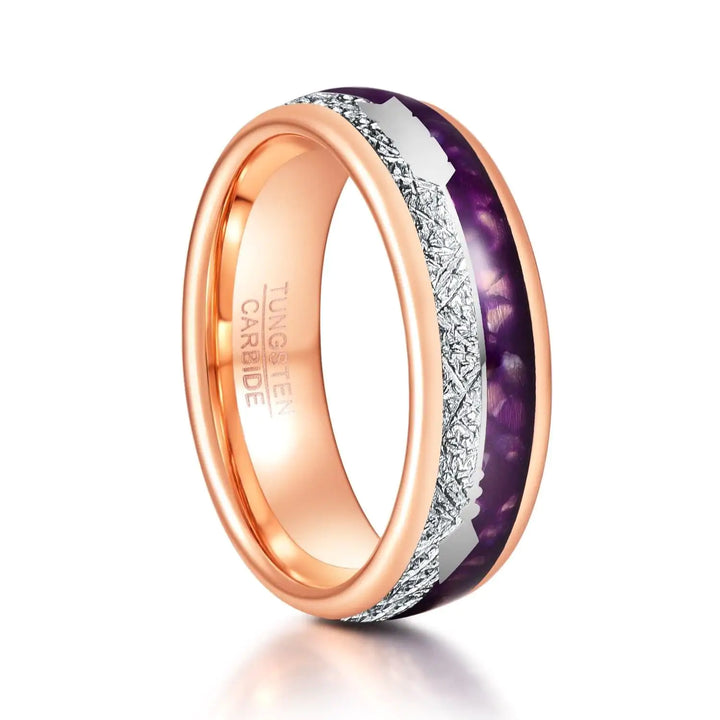 Purple and Rose Gold Arrow Tungsten Ring - GlimmaStyle