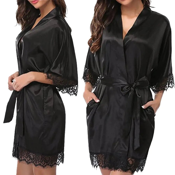 Sexy Kimono Style Silk Robe - GlimmaStyle