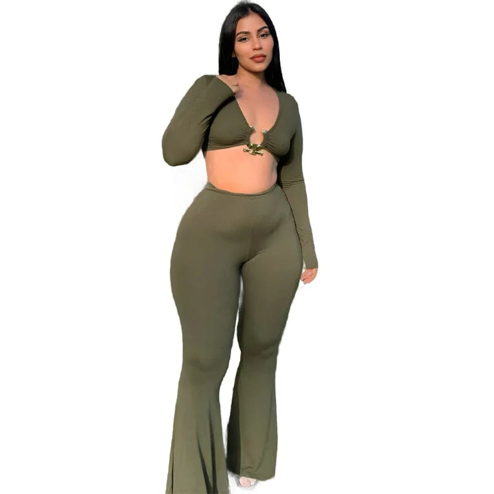 Ribbed Flare Pants Set - GlimmaStyle