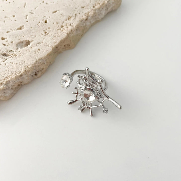 Spider Web Silver Color Ring - GlimmaStyle