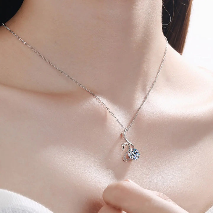 Moissanite Swan Diamond Necklace - GlimmaStyle