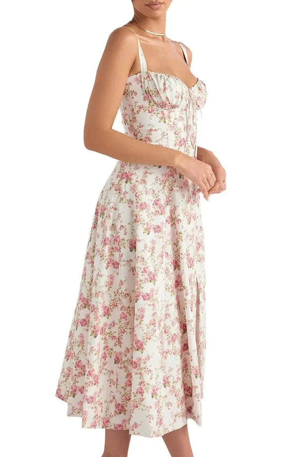 Floral Midriff Waist Shaper Dress - GlimmaStyle