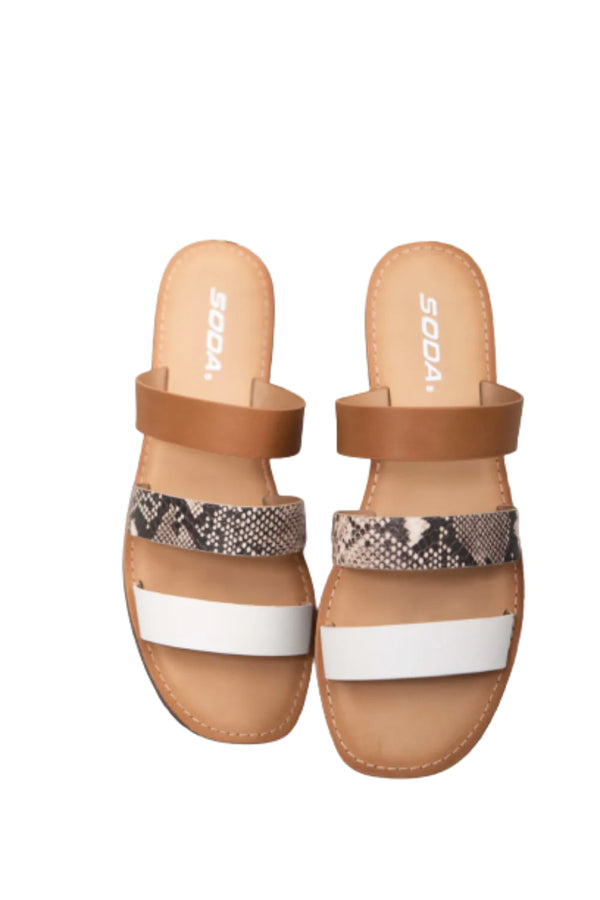 Snakeskin Strappy Flip Flop Sandals - GlimmaStyle