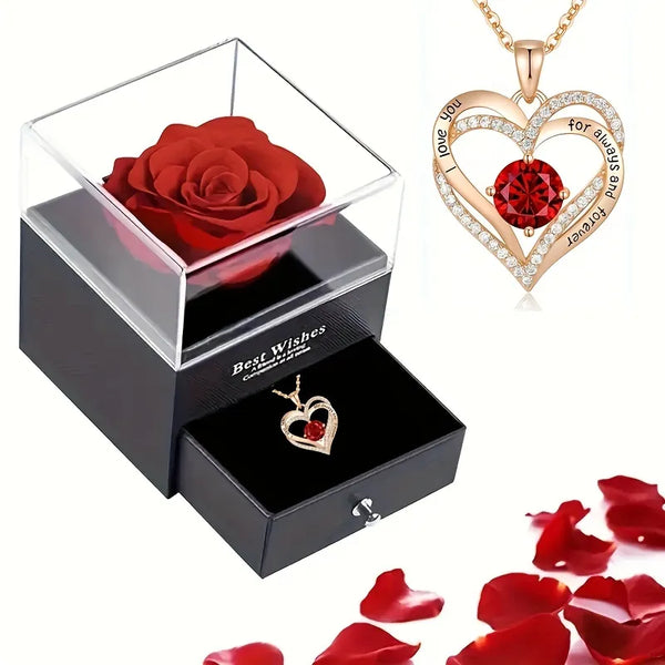 Necklace With Rose Flower Gift Box - GlimmaStyle