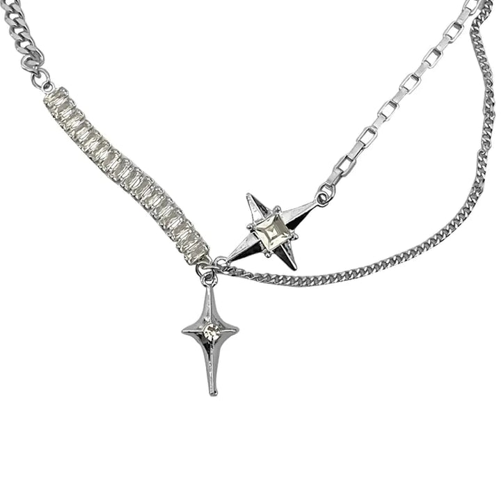 Shiny Rhinestone Star Cross Necklace - GlimmaStyle