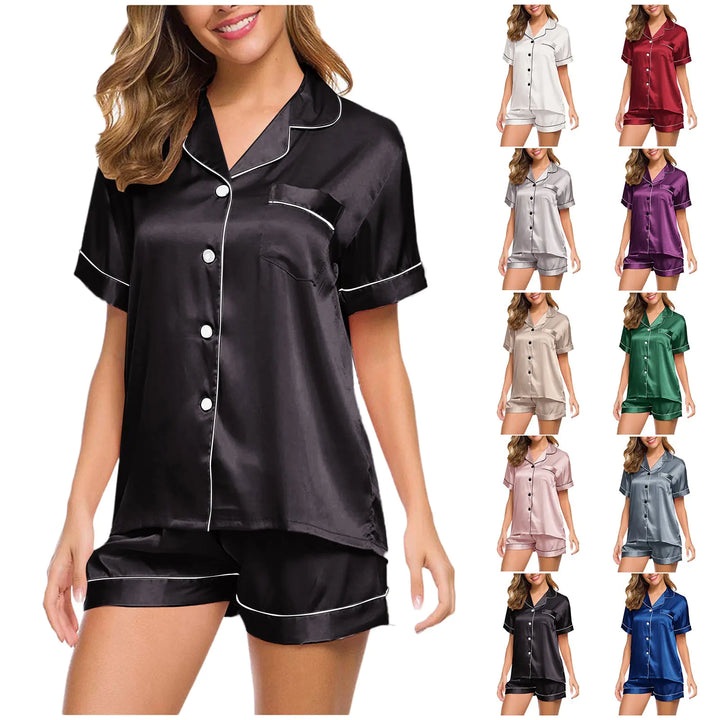 Silk Short Sleeve and Pajamas for Women - GlimmaStyle