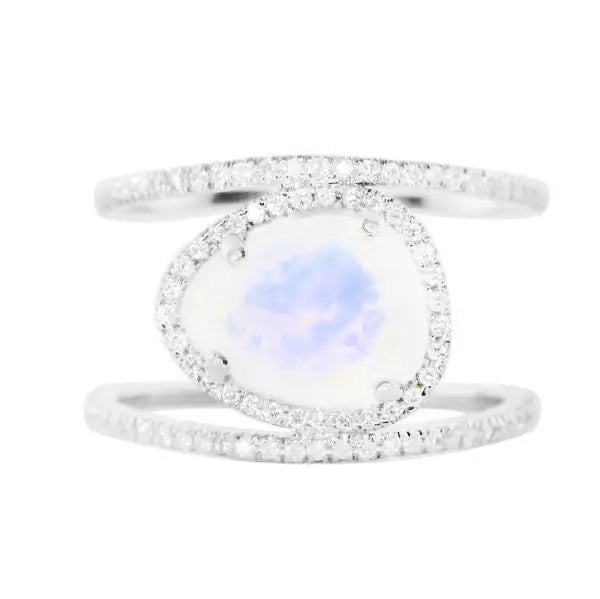 Double Band Moonstone Ring - GlimmaStyle