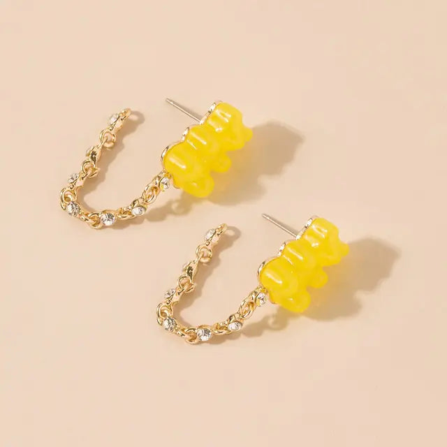 Cute Acrylic Gummy Bear Dangle Earrings - GlimmaStyle