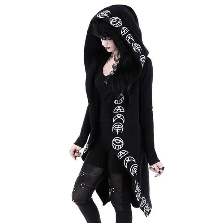 Gothic Punk Black Long Women Hoodies - GlimmaStyle