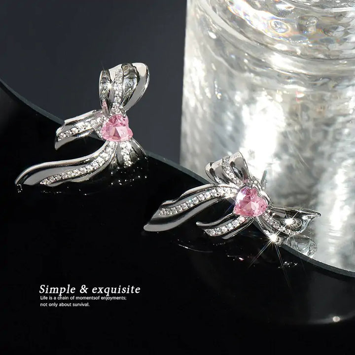 Sweet Pink Metal Bow Earrings - GlimmaStyle