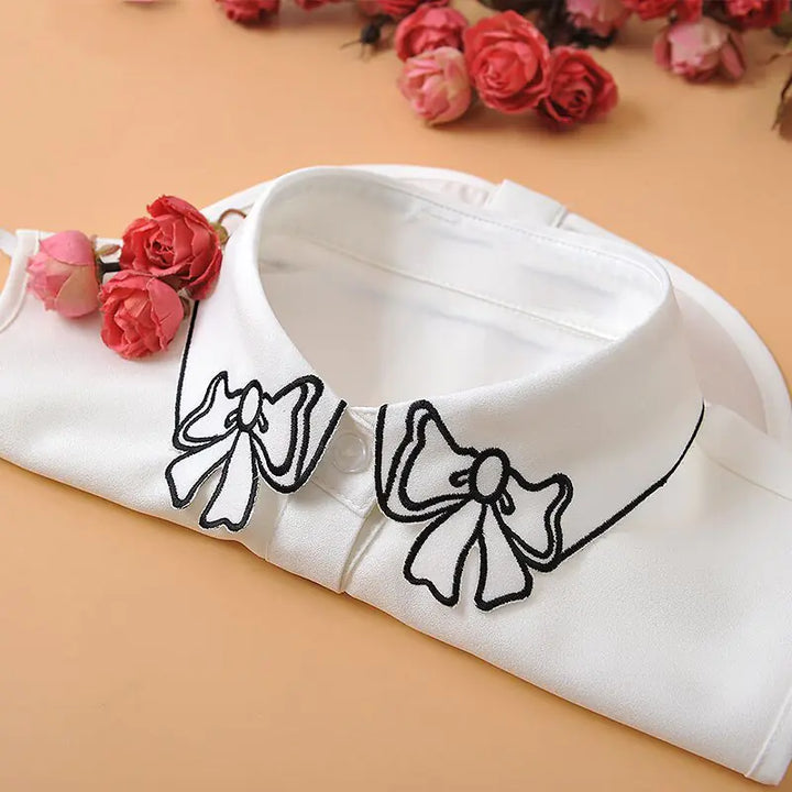 Embroidery Fake Women Collar Shirt - GlimmaStyle