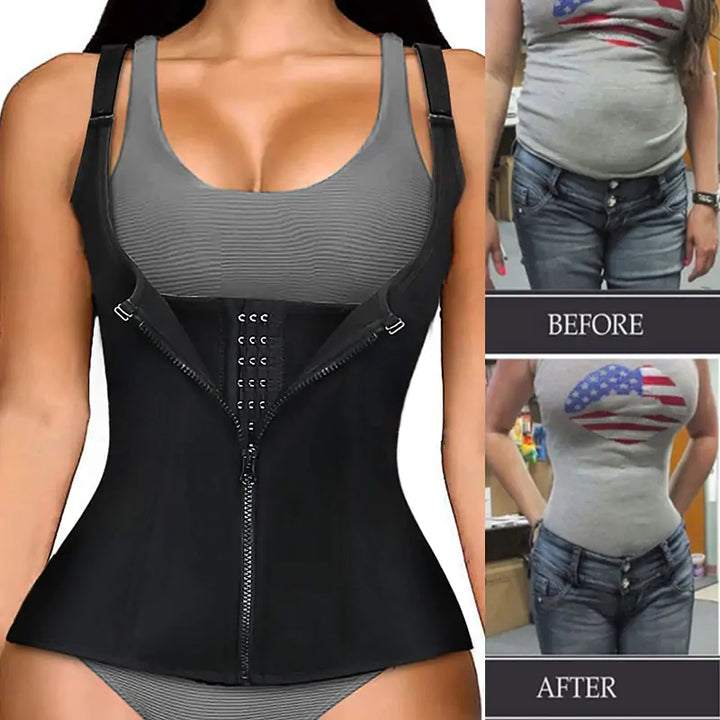 Corset Zipper Vest Body Shaper - GlimmaStyle