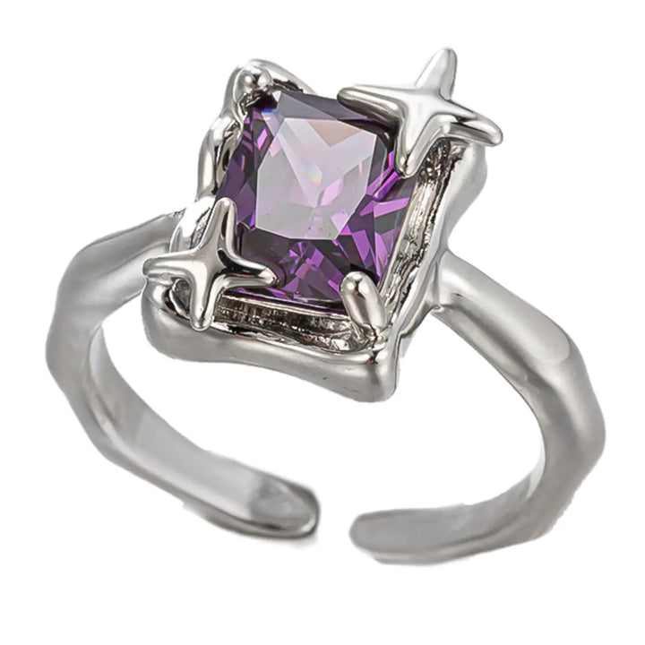 Purple Square Zirconia Ring - GlimmaStyle