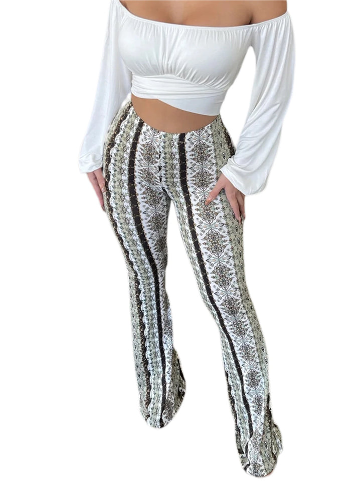 Women's  Flare Ethnic Print Pants - GlimmaStyle