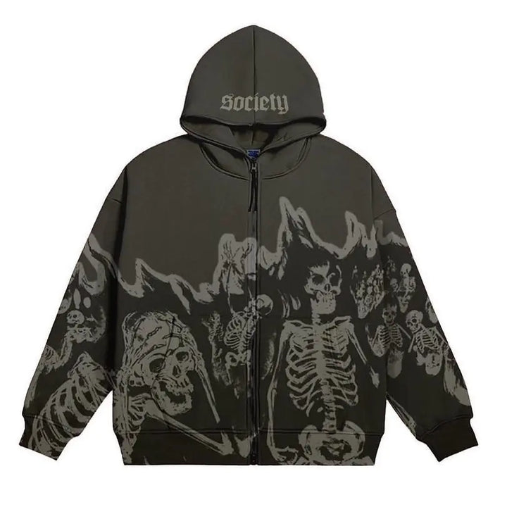 Women's Skeleton Print Hoodies - GlimmaStyle