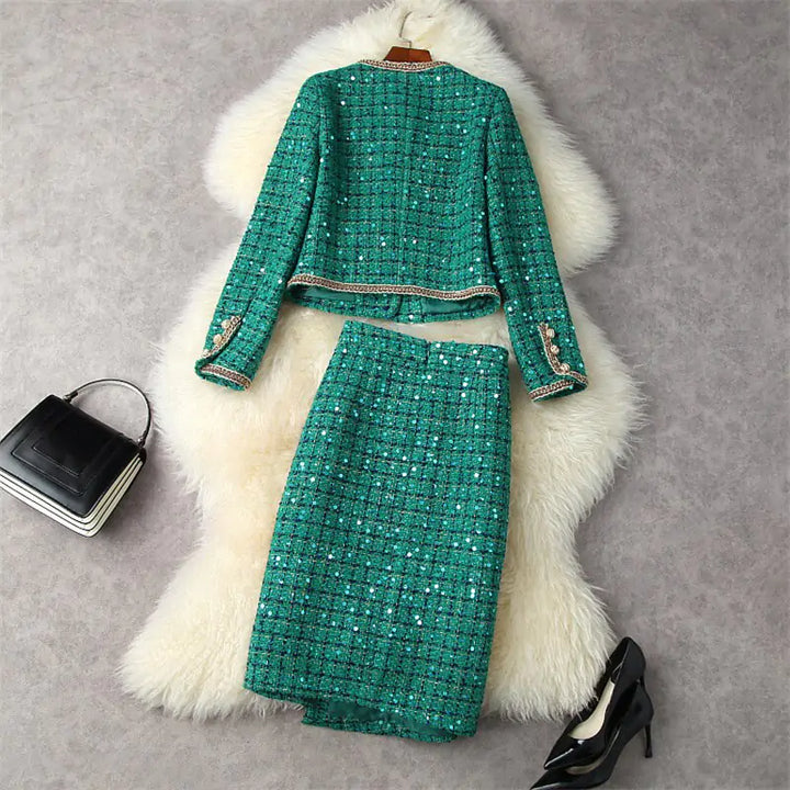 Runway Winter Tweed Dress Set - GlimmaStyle